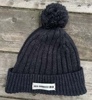 Uniqlo Anya Hindmarch Beanie Hat Gray Wool Blend Heattech One Size
